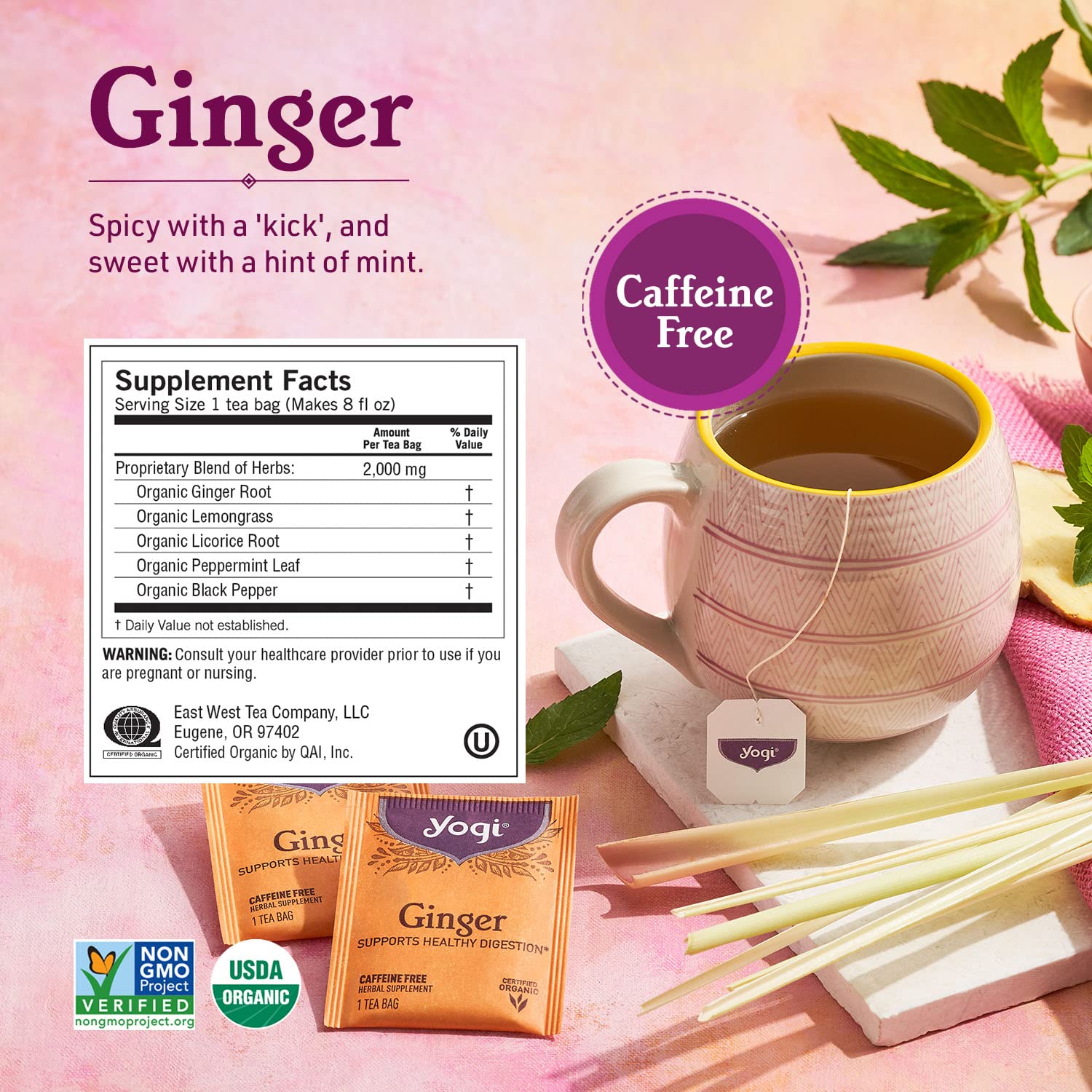 Yogi Tea Ginger Tea Variety Pack - 16 Tea Bags per Pack (3 Packs) - Caffeine-Free Digestive Teas - Organic Ginger Teas - Includes Ginger Tea, Mango Ginger Tea & Lemon Ginger Tea