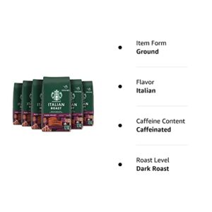 Starbucks Ground Coffee—Dark Roast Coffee—Italian Roast—100% Arabica—6 bags (12 oz each)