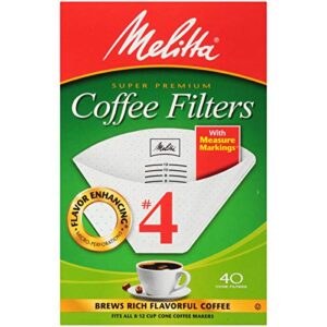 melitta 4 cone coffee filters, white, 40 total filters count - packaging may vary