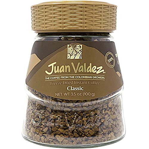 Juan Valdez Freeze Dried Instant 100% Colombian Coffee, 3.5 oz Jar, Advanced Freeze-Drying Technique to Preserve Flavor and Aroma, Kosher