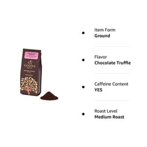 Godiva Chocolatier Medium Roast Ground Coffee, Made With100% Arabica Beans, Chocolate Truffle Flavor, 10 Ounce Gift Bag