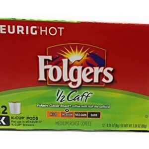 FOLGERS K CUPS Half Caff Ground Coffee K Cup Pods, 12 ct