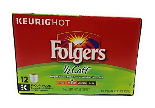 FOLGERS K CUPS Half Caff Ground Coffee K Cup Pods, 12 ct