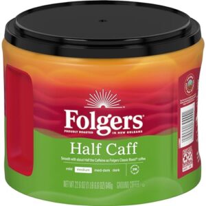 Folgers Half-Caff Medium Roast Ground Coffee, 22.6 Ounce (Pack of 6)