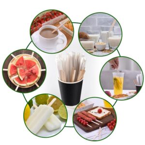 MFJUNS 200pcs Individually Wrapped Coffee Stirrers Wood - 5.5" Coffee Stir Sticks, Round End Disposable coffee stirrer, For Coffee, Cocktail and Hot Drinks