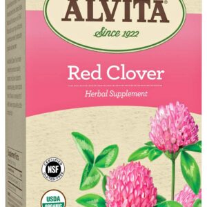 Alvita Organic Red Clover Herbal Tea - Made with Premium Quality Organic Red Clover Blossoms, with Dried Sweet Grass Flavor, 24 Tea Bags