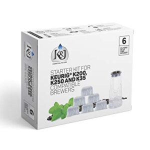 K&J Replacement Keurig Starter Kit for K200, K250, K35, and K-compact Brewers- Includes Rear Reservoir Filter Holder And 6-pack of Keurig 2.0 Compatible Water Filters