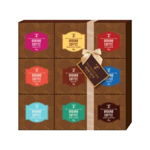 Coffee Gift Set - 9 Assorted Gourmet Ground Flavours Including French Vanilla Mocha, Perfect Gifts For Coffee Lovers