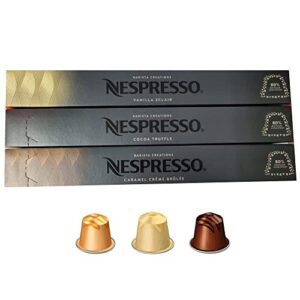 coffees cpsules for nespresso originalline - barista creations cocoa truffle, caramel creme brulee, vanilla eclair (30 count, pack of 3) european version