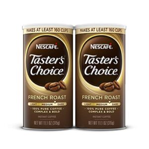 nescafe taster's choice, french roast medium dark roast instant-coffee, 11.1 oz. resealable canister, 2 pack (320-cups total)