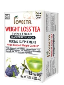 loveeta wellness weight loss tea blackberry - 15 tea bags (gmo free, gluten free, dairy free, sugar free & 100% natural)