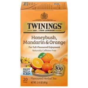 twinings honeybush mandarin & orange herbal tea - naturally caffeine-free tea bags individually wrapped, 20 count