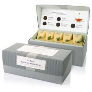 tea forte presentation box tea sampler gift set, 20 assorted variety handcrafted pyramid tea infuser bags (black tea)