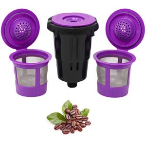 reusable k cups for keurig k-mini, k mini plus, k-express and k iced with adapter by purehq - keurig mini plus refillable kcups for mini keurig (3 refillable coffee pods + adapter)