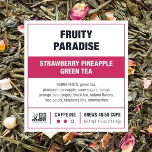 Tiesta Tea - Fruity Paradise, Strawberry Pineapple Green Tea, Loose Leaf, Up to 50 Cups, Make Hot or Iced, Medium Caffeine, 4 Ounce Refillable Tin