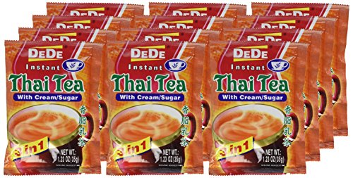 Unknown DEDE Instant Thai Tea Drink with and Sugar 12 Pockets, cream, 14.76 Ounce