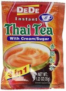 unknown dede instant thai tea drink with and sugar 12 pockets, cream, 14.76 ounce