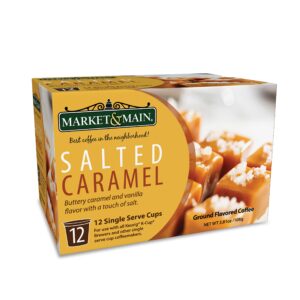 market & main onecup, salted caramel, compatible with keurig k-cup brewers, 12 count