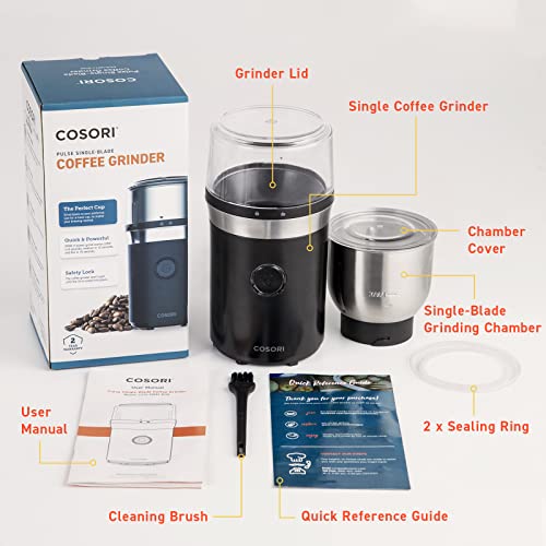 COSORI Coffee Espresso Grinder Electric, Food Grade Stainless Steel Blades, 12 Cups, Black