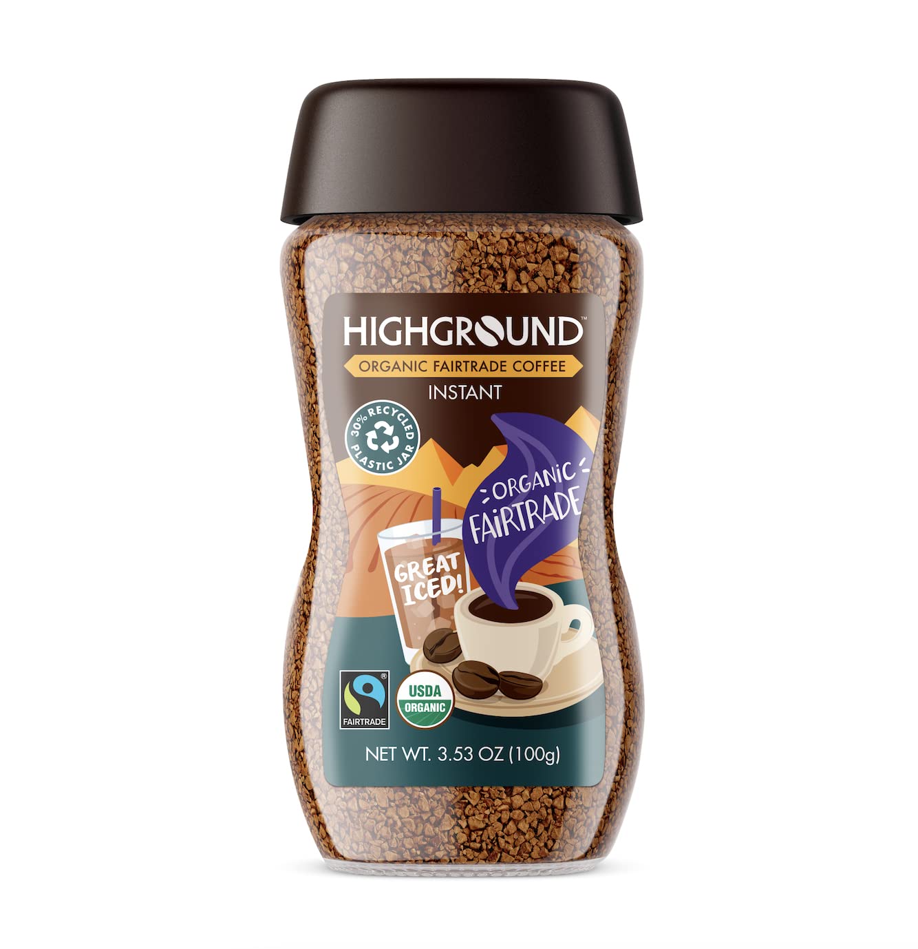 Highground Organic Instant Regular Coffee, 3.53 Oz