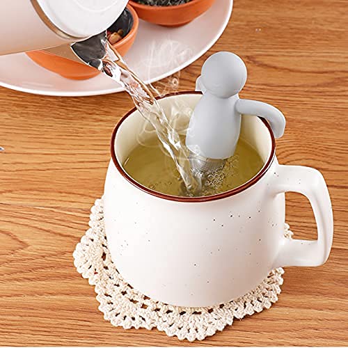 Leden Tea Infuser for Loose Leaf Tea Cute Tea Strainer Ball Stainless Steel Extra Fine Mesh Tea Steeper Filter for Cup Mug Silicone Handle Grey