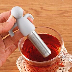 Leden Tea Infuser for Loose Leaf Tea Cute Tea Strainer Ball Stainless Steel Extra Fine Mesh Tea Steeper Filter for Cup Mug Silicone Handle Grey