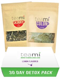 teami® 30-day detox tea pack: all-natural teatox kit with teami skinny & teami colon cleanse loose leaf herbal teas (lemon)