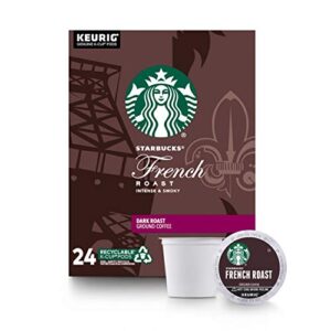starbucks dark roast k-cup coffee pods — french roast for keurig brewers — 1 box (24 pods)