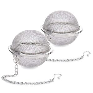 2pcs stainless steel tea ball, 2.04 inch mesh tea infuser strainers, premium tea filter tea interval diffuser for loose leaf tea and seasoning spices