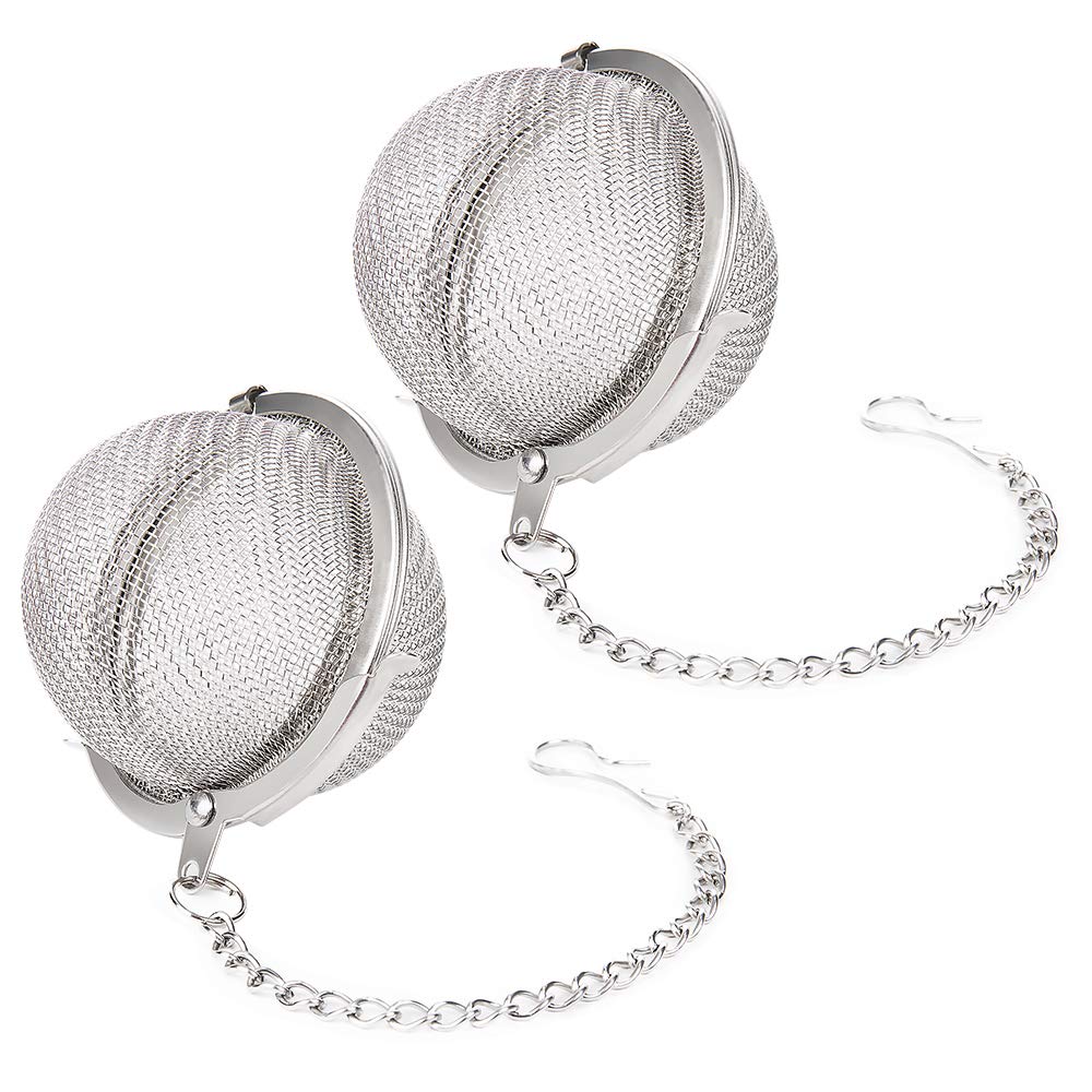 2Pcs Stainless Steel Tea Ball, 2.04 Inch Mesh Tea Infuser Strainers, Premium Tea Filter Tea Interval Diffuser for Loose Leaf Tea and Seasoning Spices