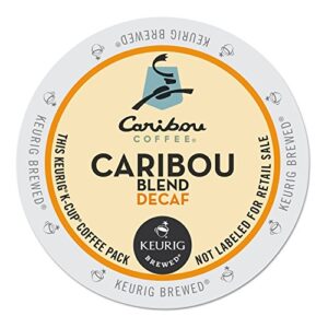 caribou coffee caribou blend decaf keurig single-serve k-cup pods, medium roast coffee, 96 count (4 packs of 24)