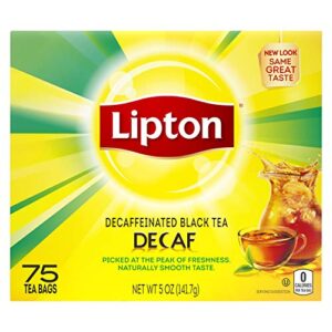 lipton tea bags for a delicious beverage decaffeinated black tea caffeine-free and made with real tea leaves 75 tea bags