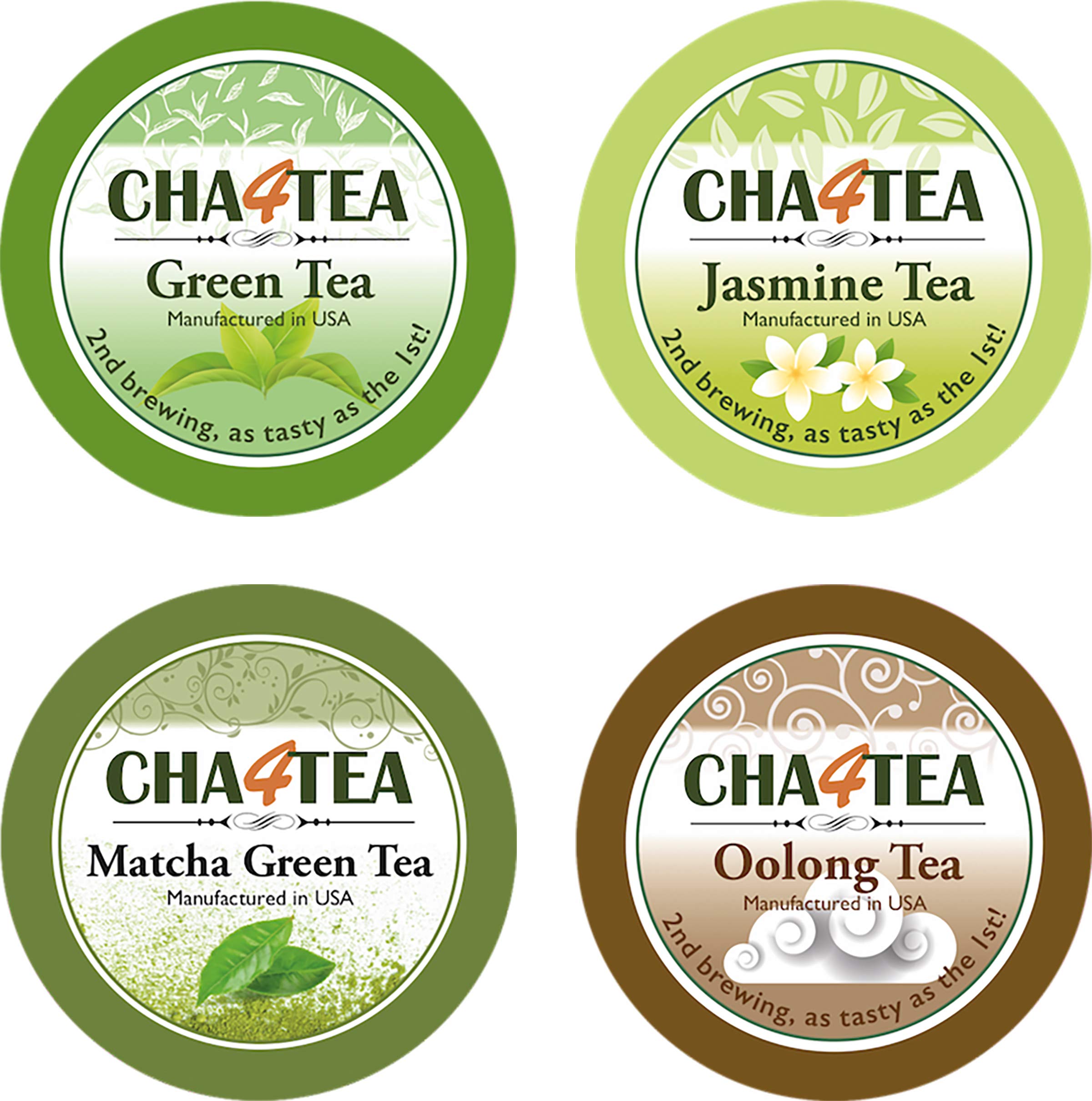 Cha4TEA 36-Count Assorted Green Tea for Keurig K-Cup Brewers (Matcha Green Tea, Green Tea, Jasmine /Oolong Green Tea)