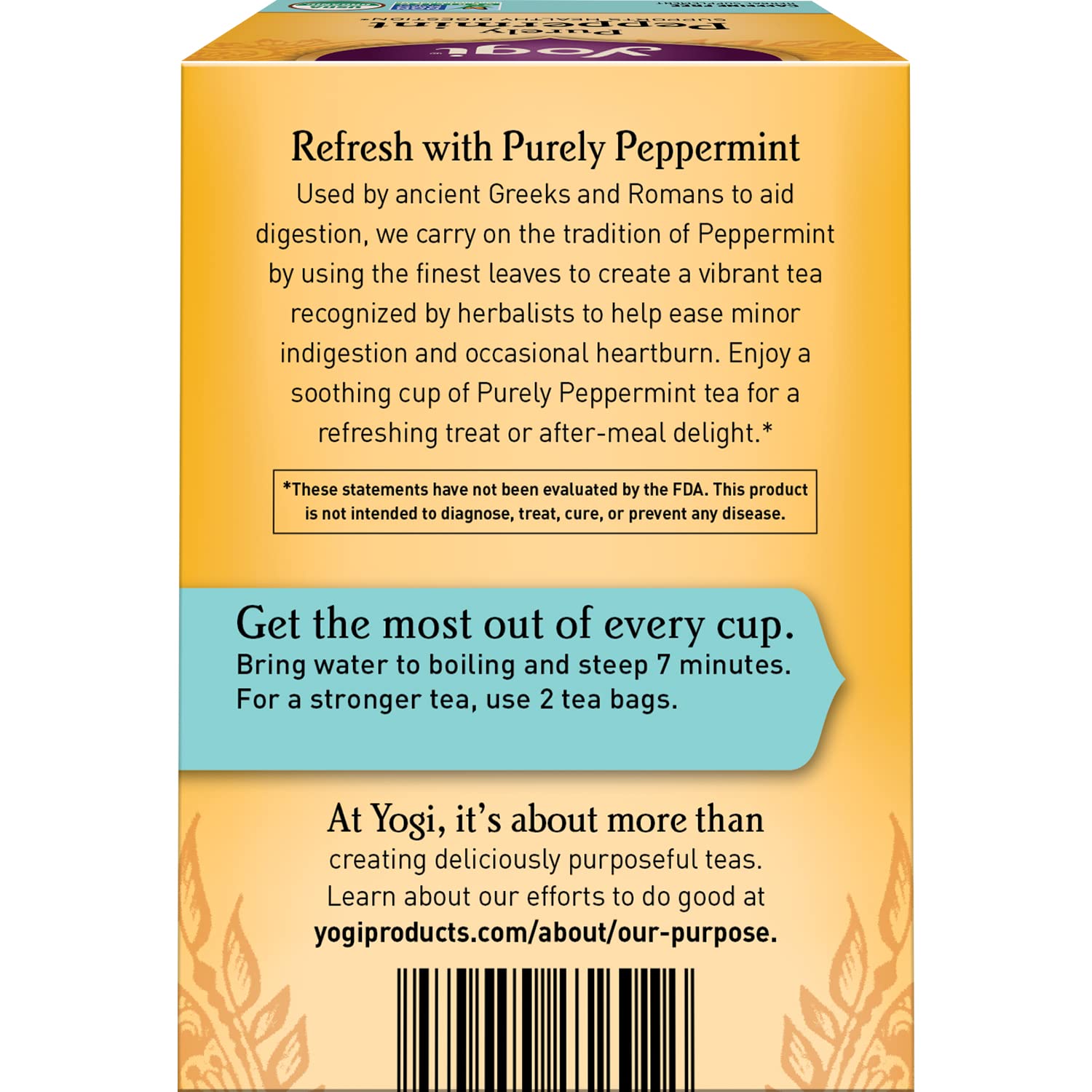 Yogi Tea - Purely Peppermint Tea (6 Pack) - Supports Healthy Digestion - Caffeine Free - 96 Organic Herbal Tea Bags