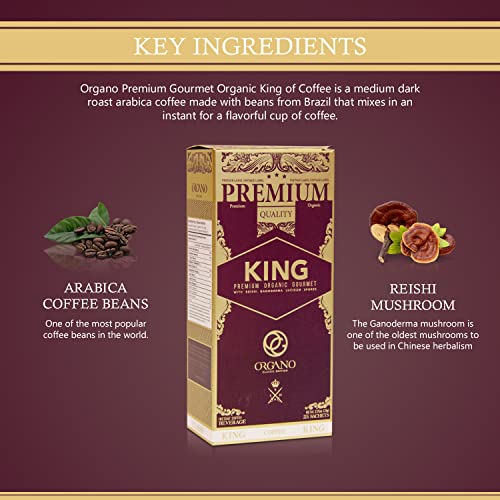 ORGANO King of Coffee, 100% Certified Ganoderma Lucidum (25 Sachets)