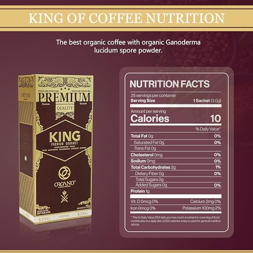 ORGANO King of Coffee, 100% Certified Ganoderma Lucidum (25 Sachets)