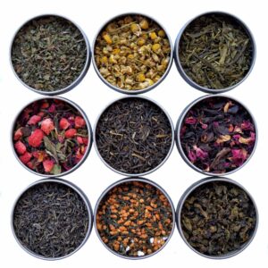 heavenly tea leaves 9 flavor variety pack, loose leaf tea sampler (approx. 90 cups of tea) - high to no caffeine, great hot or iced, assortment of green, herbal, black, & white teas