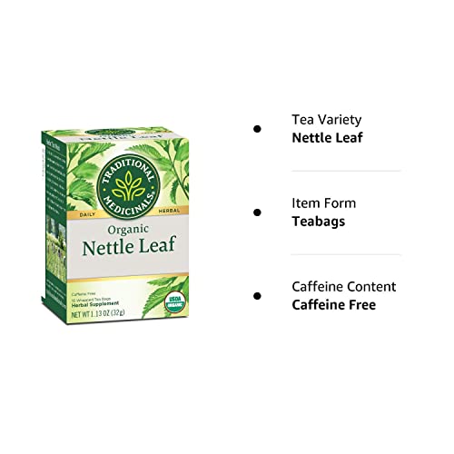 Traditional Medicinals Organic Nettle Leaf Herbal Tea, Supports Joint Health & Overall Wellness, (Pack of 1) - 16 Tea Bags