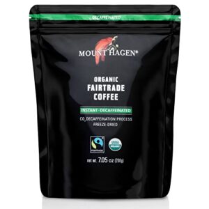 mount hagen 7.05oz organic freeze dried instant decaf coffee | made from organic medium roast arabica beans | fair-trade, eco-friendly decaffeinated coffee in resealable pouch bag [7.05oz]