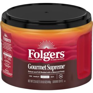 folgers gourmet supreme medium dark roast ground coffee, 22.6 ounces (pack of 6)
