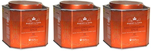 Harney & Sons Hot Cinnamon Spice Tea - 30 Tea Sachets (Pack of 3) - Black Tea with Oranges & Sweet Cloves