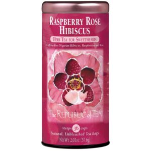 the republic of tea raspberry rose hibiscus tea, 36 ct