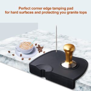 Espresso Tamper Mat, Food Safe Silicone Coffee Tamp Mat Anti-Slip, Corner Tamping Pad Non-Slippery Soft Odorless Holder Pad Black for Barista Tool Home Kitchen Office Bar Shop Worktop by BooTaa