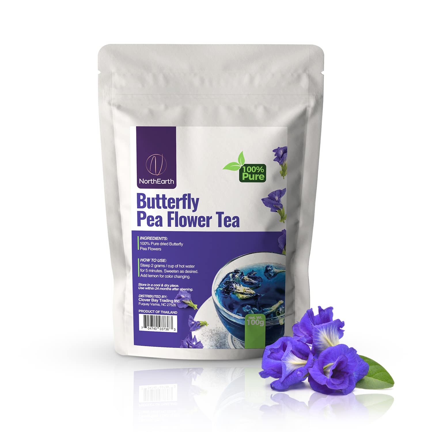 NorthEarth 100% Pure Butterfly Pea Flower Tea - 100 g