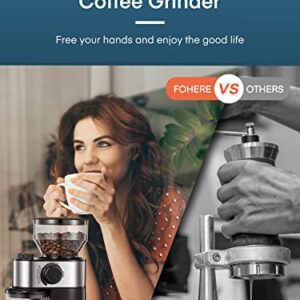 Electric Burr Coffee Grinder, FOHERE Coffee Bean Grinder with 18 Precise Grind Settings, 2-14 Cup for Drip, Percolator, French Press, Espresso and Turkish Electric Coffee Makers, Black