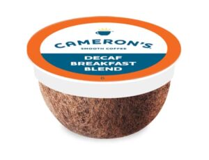 cameron's coffee single serve pods, decaf breakfast blend, (pack of 12)