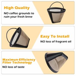 Reusable Coffee Filters, 2 Pack 6-12 Cup Cone Coffee Filters for Ninja CFP Series, Basket Permanent Replacement Coffee Filters with Stainless Steel Mesh fit for Cuisinart Coffee Maker