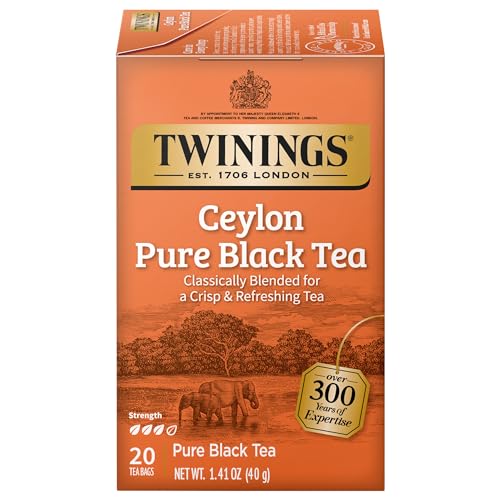 Twinings Ceylon Pure Black Tea - A Crisp, Refreshing Black Tea, Formerly Orange Pekoe, Caffeinated Tea Bags, Individually Wrapped, 20 Count