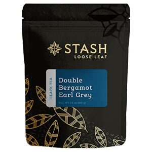 stash tea double bergamot earl grey premium loose leaf black tea, 3.5 ounces
