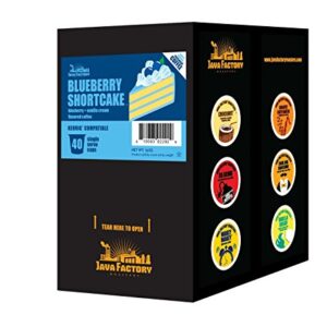Java Factory Coffee Pods Blueberry Flavored Coffee for Keurig K-Cup Brewers, Blueberry Shortcake, 40 Count